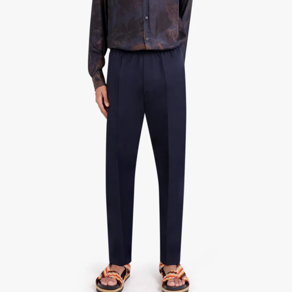 Dries Van Noten ‘Parkino’ Dark Blue Side Stripe Trousers 44